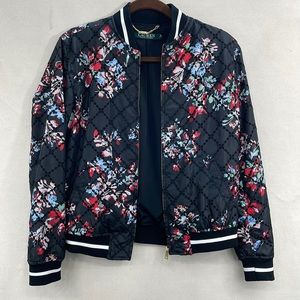 EUC Ralph Lauren Black satin eyelet bomber jacket. XS